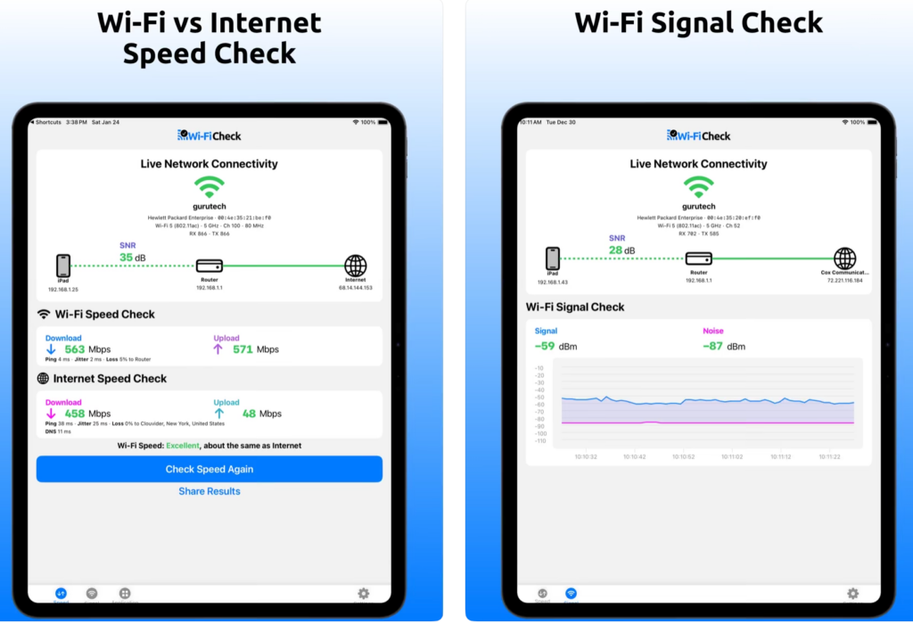Wi-Fi Check app detail view