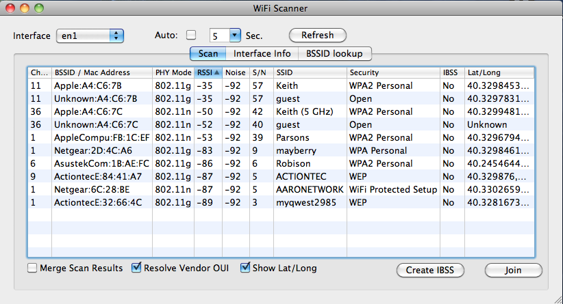 WiFi Scanner for Windows and Mac OS